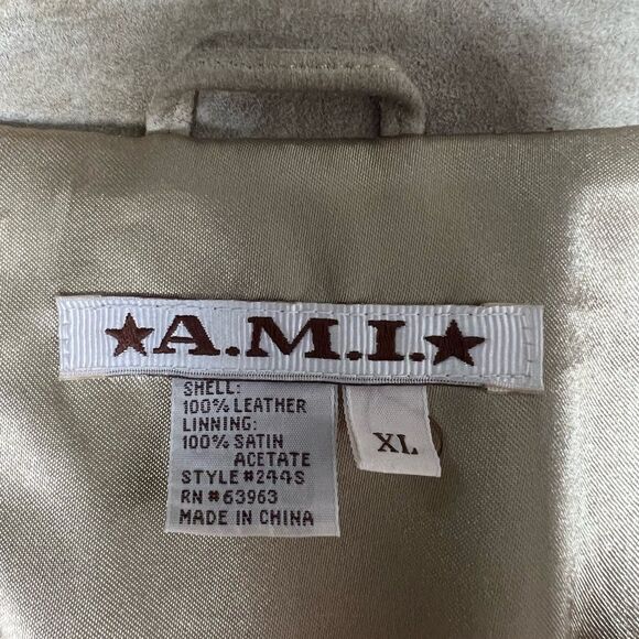 Vintage AMI Tan Genuine Suede Leather Button Up Jacket Size XL - Picture 6 of 9